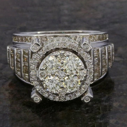 3.5Ctw Round Cut Fine White Sapphire Ring-JEWELBUYS