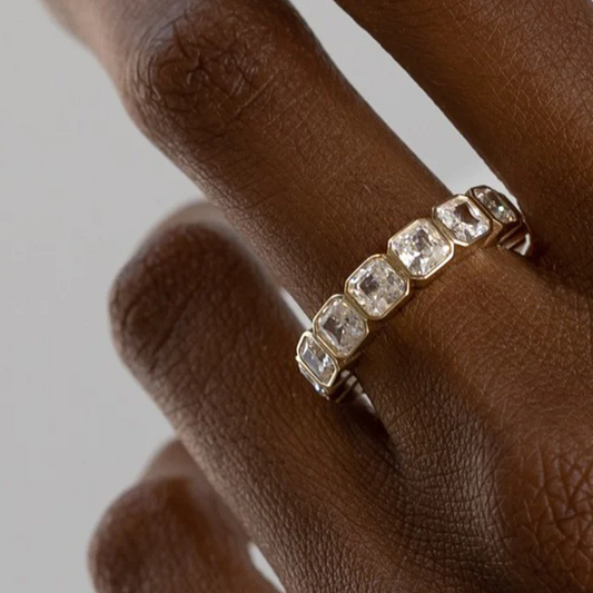 Unisex 6ctw Halo Asscher Cut White Sapphire Wedding Ring-JEWELBUYS