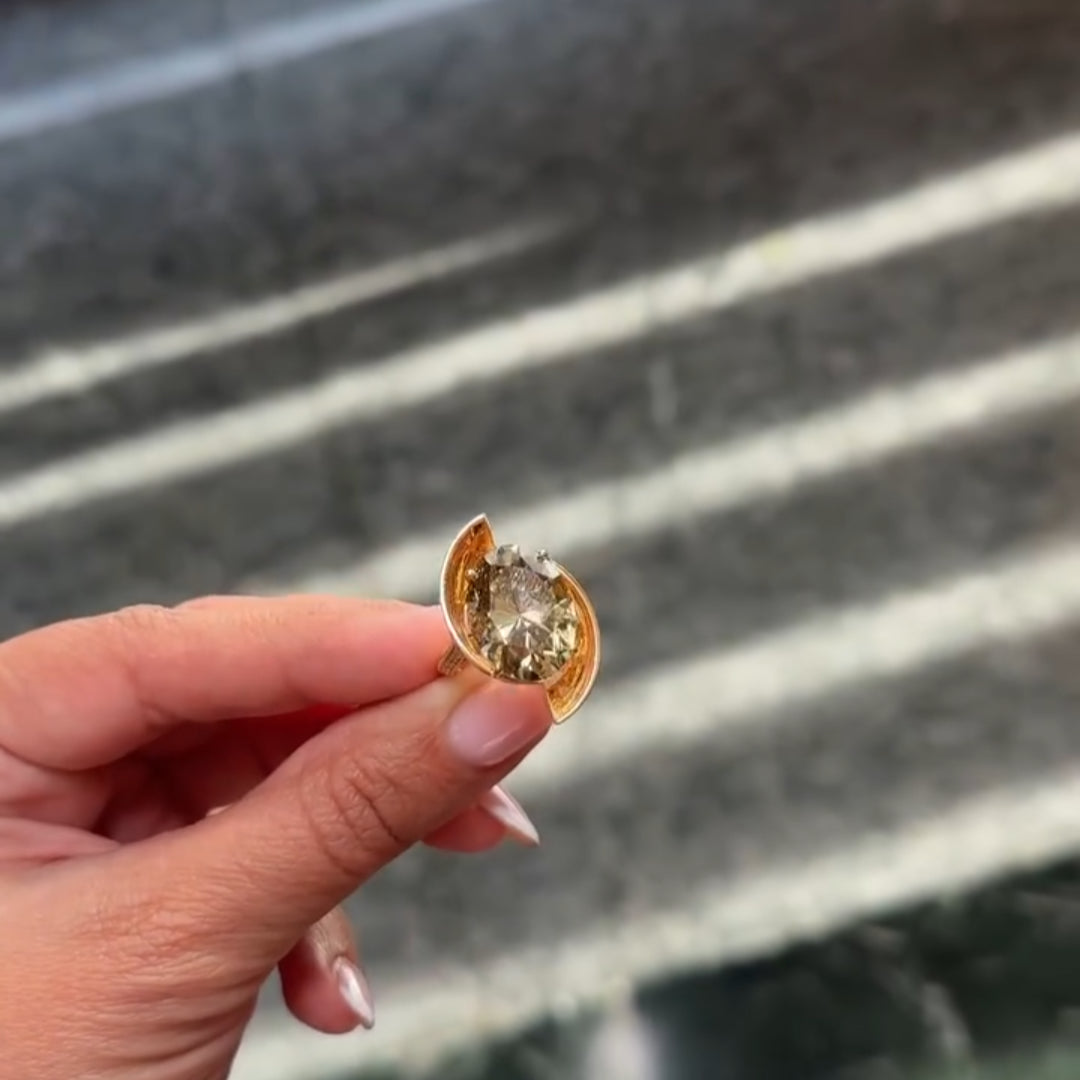 5.0ctw Oval Cut Yellow Sapphire Engagement Ring in Gold-JEWELBUYS