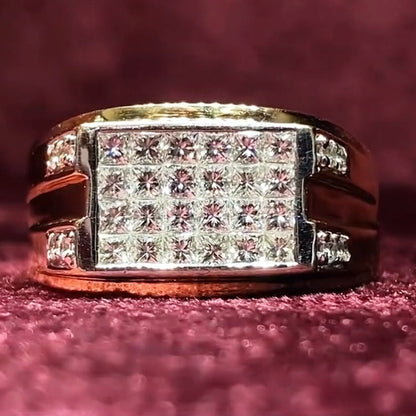 2.7ctw Princess Cut Men's Invisible White Sapphire Ring-JEWELBUYS