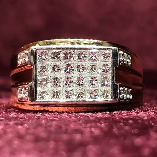 2.7ctw Princess Cut Men's Invisible White Sapphire Ring-JEWELBUYS