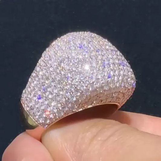 9ctw Pave Round Cut White Sapphire Large Dome Diamond Ring-JEWELBUYS