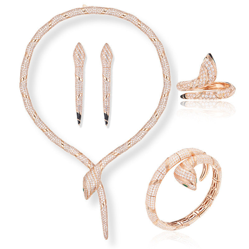 Luxury snake necklace, earrings, ring, and bracelet set-JEWELBUYS