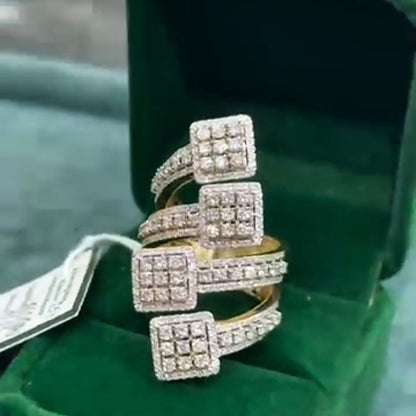 4.96Ctw Square Multi-Layer Sapphire Ring- JEWELBUYS