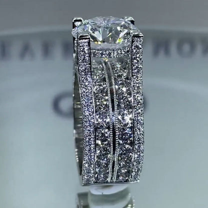 Classic 4.5ct Oval Cut White Sapphire East-west Design Engagement Ring-JEWELBUYS