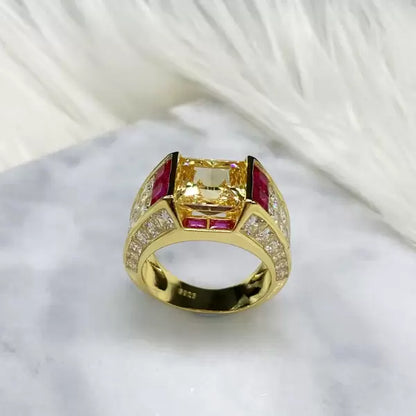 5.6c Princess Cut Yellow Sapphire Avant-Garde Ring-JEWELBUYS