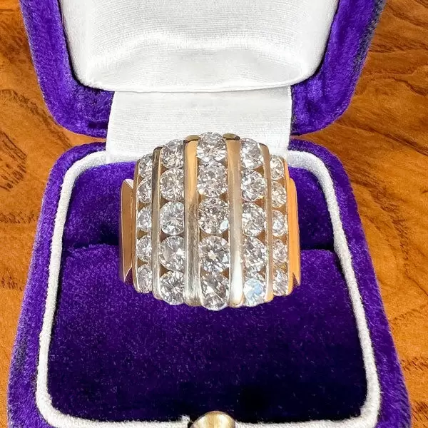 3ct Channel Set Round Cut Gold Tone Wide Wedding Band-JEWELBUYS