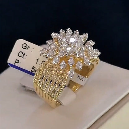 1.2Ctw White Sapphire Cluster Flower Ring-JEWELBUYS