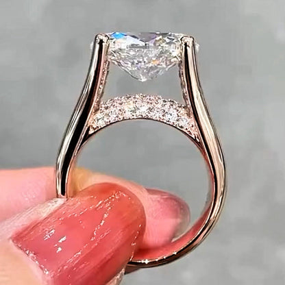 7.8ctw oval high mounted rose gold gemstone engagement ring -JEWELBUYS