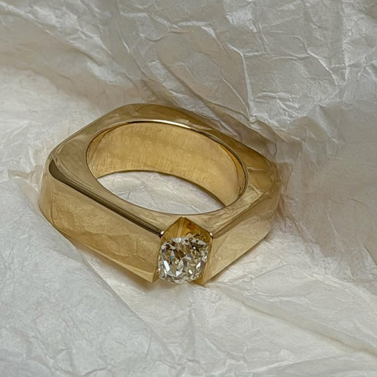 0.88Ct antique-cut single gemstone ring-JEWELBUYS