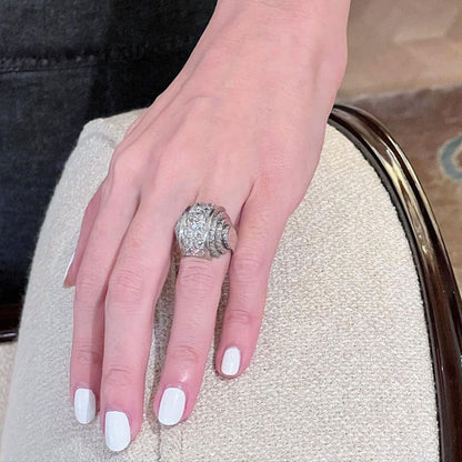 3.5ctw Old European Cut White Sapphire Geometric Ring - JEWELBUYS