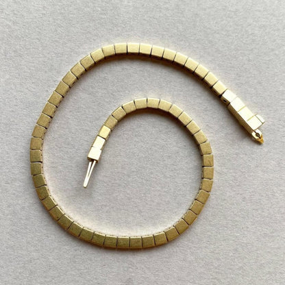 Small cube connected to gold bracelet-JEWELBUYS