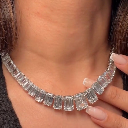 115Ctw Flawless Emerald-Cut Sapphire Necklace-JEWELBUYS