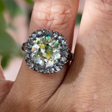 5.8Ctw cushion-cut Georgian antique sapphire engagement ring- JEWELBUYS