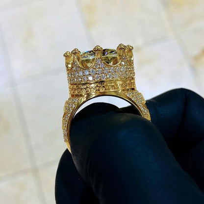 20ct Crown Shape Round Sapphire Gold Plated Ring - JEWELBUYS