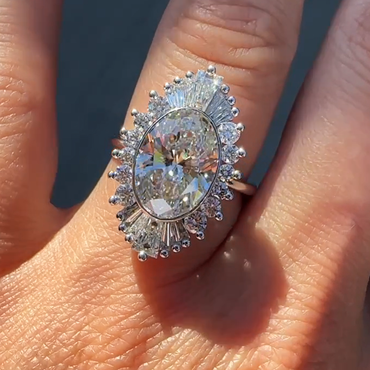 10 ctw Oval Cut White Sapphire Engagement Ring -JEWELBUYS