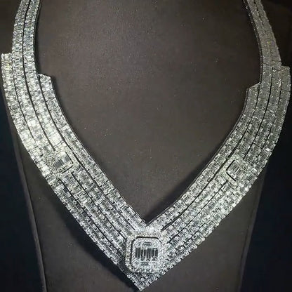 51.32Ctw Luxury Necklace with Round and Rectangular Cut Sapphires-JEWELBUYS