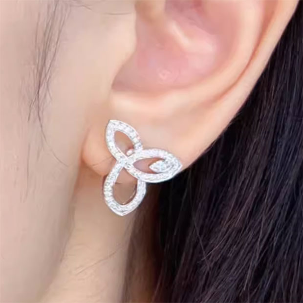 0.5ct Cloverleaf Sterling Silver Stud Marquise Cut Earrings - JEWELBUYS