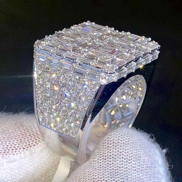 2ct Baguette Cut White Sapphire Open Ring-JEWELBUYS