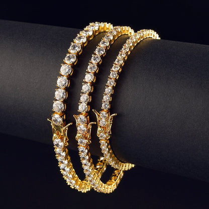 Simple 5mm Round Cut White Sapphire Tennis Bracelet-JEWELBUYS