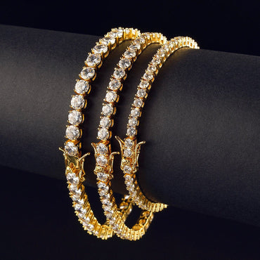 Classic 3mm Round Cut White Sapphire Tennis Bracelet-JEWELBUYS