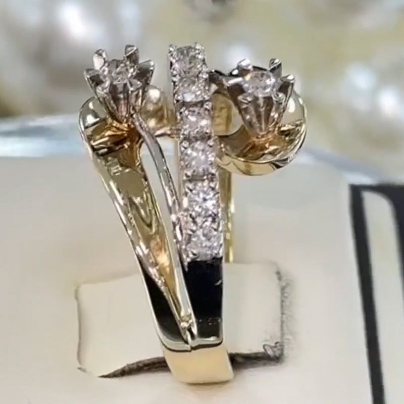 1.2Ctw Round White Sapphire Elegant Twisted Band Ring- JEWELBUYS