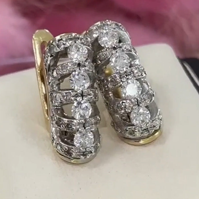 Classic style exquisite design white sapphire ring and earrings- JEWELBUYS