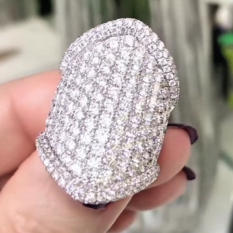 4.0ctw Modern Style Pave Sapphire Ring-JEWELBUYS