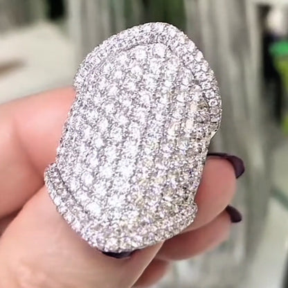 4.0ctw Modern Style Pave Sapphire Ring-JEWELBUYS