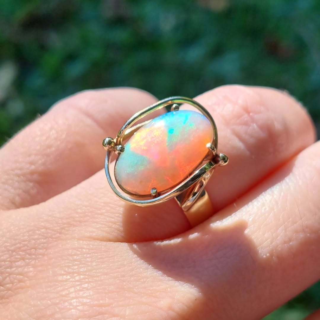 5.64Ct Vintage Style Opal Art Ring-JEWELBUYS