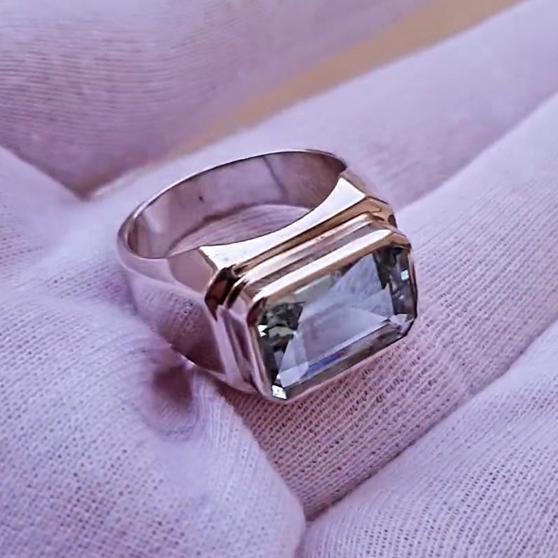 7ctw Emerald Cut Bezel Set Simple Ring -JEWELBUYS