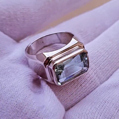 7ctw Emerald Cut Bezel Set Simple Ring -JEWELBUYS