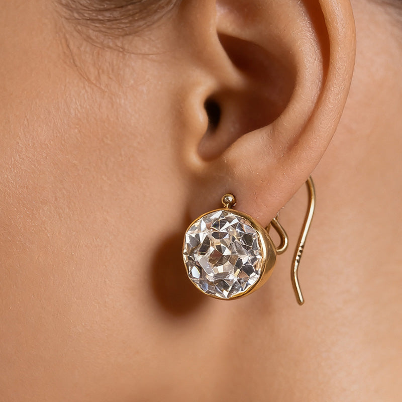 4.0Ctw Vintage Cut Dome Base Retro Sapphire Earrings-JEWELBUYS