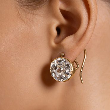 4.0Ctw Vintage Cut Dome Base Retro Sapphire Earrings-JEWELBUYS