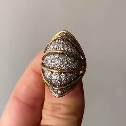 1.92 Ctw Two Color Gold Sapphire Dome Ring-JEWELBUYS