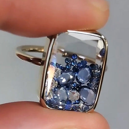 17ct Ten Fourteen Diamond and Sapphire Kaleidoscope Shaker Ring - JEWELBUYS