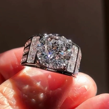 Generous and Handsome 6ctw Round White Sapphire Engagement Ring for Men and Women-JEWELBUYS