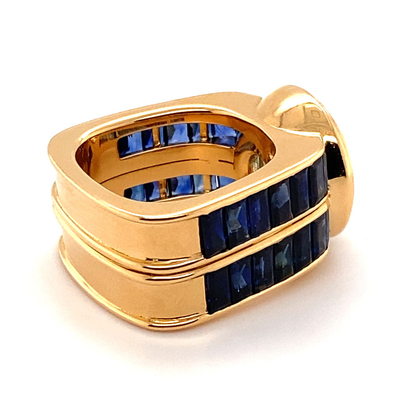 7.0ct Old European Cut Antique Blue Sapphire Ring-JEWELBUYS