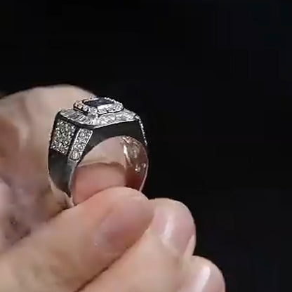 5.0Ctw Octagonal Cut Blue Stone Men's Engagement Ring-JEWELBUYS