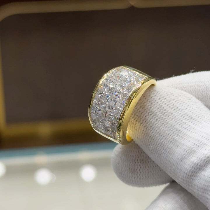 3.0 CTW Square-Cut Invisible-Set Sapphire Eternity Ring-JEWELBUYS