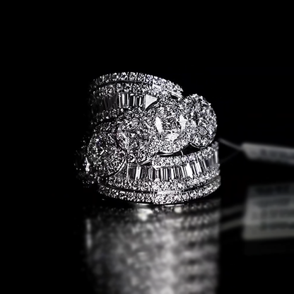 Gorgeous 7 ctw Multi-Cut White Gemstone Ring -JEWELBUYS