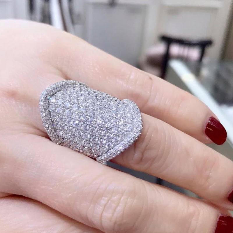 4.0ctw Modern Style Pave Sapphire Ring-JEWELBUYS
