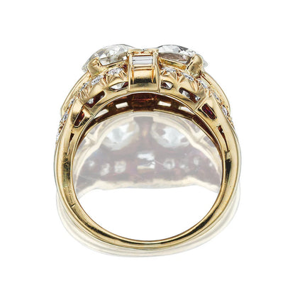 3.56Ctw Round Sapphire Double Stone Vintage Engagement Ring-JEWELBUYS