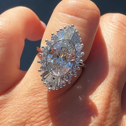 10 ctw Oval Cut White Sapphire Engagement Ring -JEWELBUYS