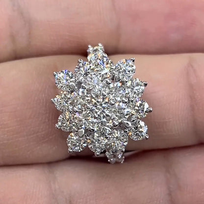 3.42ctw Round Cut Cluster Double Layer Cake Ring -JEWELBUYS