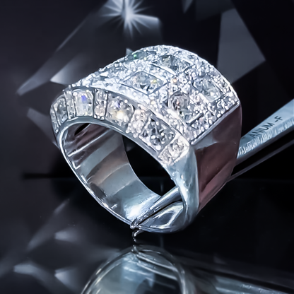 Gorgeous 4 ctw Round Cut White Gemstone Pavé Ring -JEWELBUYS