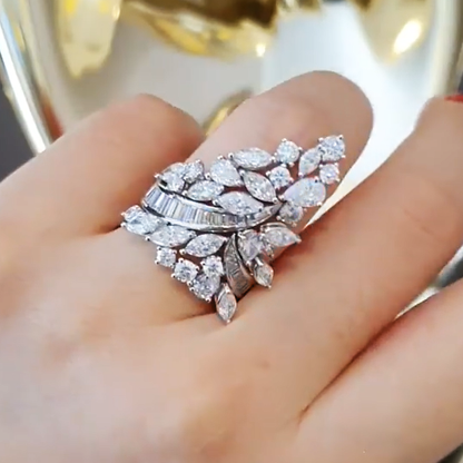 Gorgeous 8 ctw Multi-Cut White Gemstone Ring -JEWELBUYS