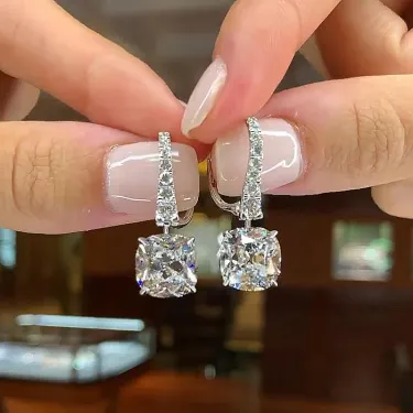 11ctw Delicate Cushion Cut Diamond Earrings - JEWELBUYS