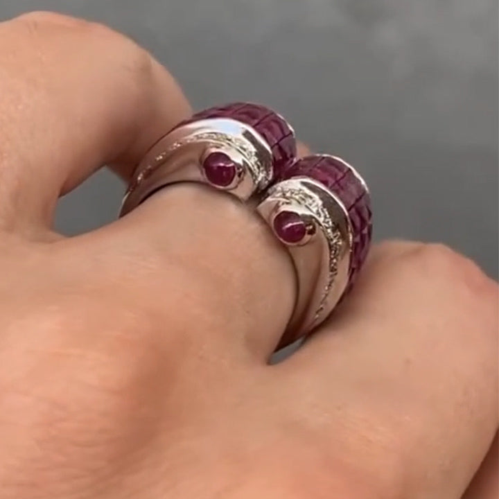 3.5Ctw Invisible Ruby Ring-JEWELBUYS
