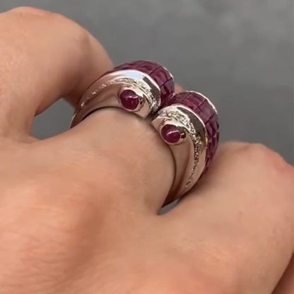 3.5Ctw Invisible Ruby Ring-JEWELBUYS